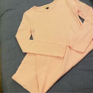 Universal Thread | Pink Ribbed Long Sleeve Dress (Size L)